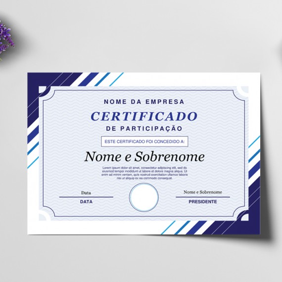 Certificado A4 Vergê Branco 220gr 4x0 cores